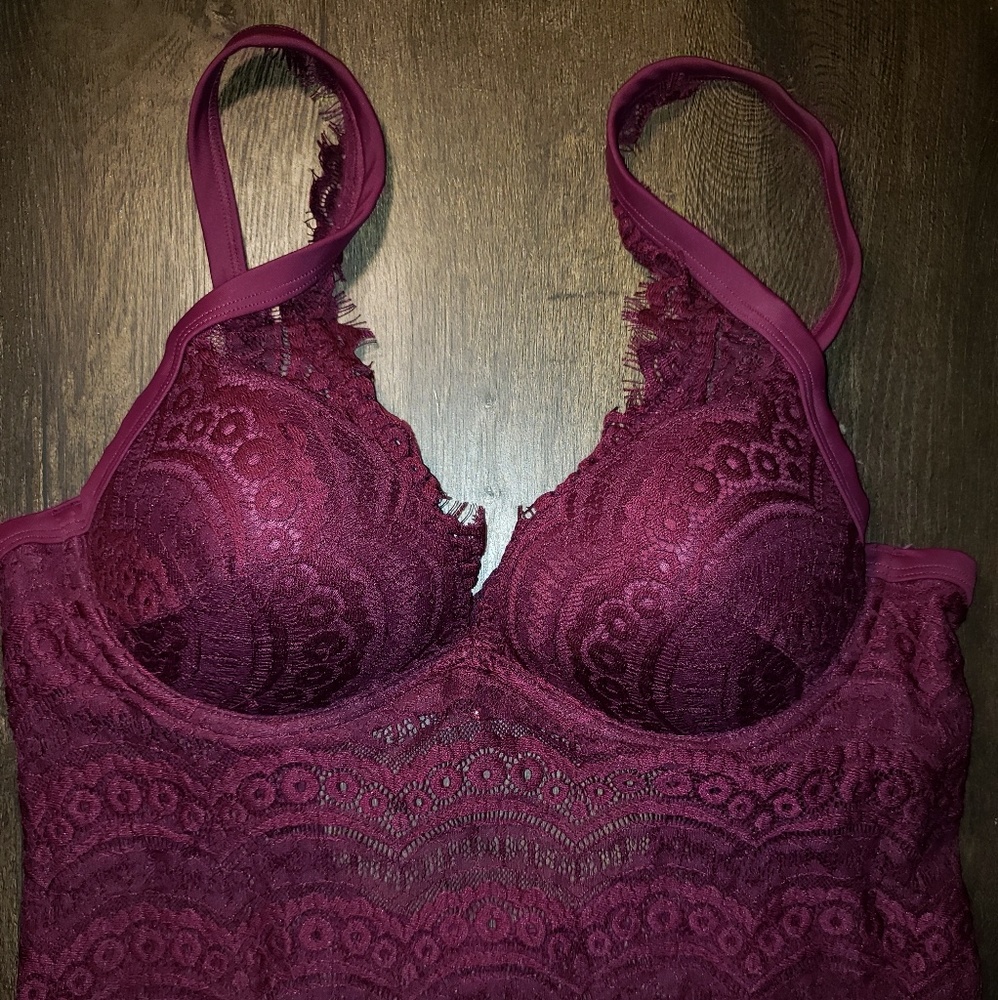 Maroon Smart & Sexy lace swim top.